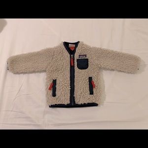 Patagonia baby retro x fleece jacket- cream navy red sz 3-6mo